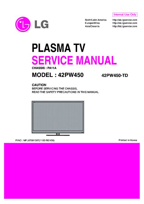 Lg 42pw450 Series Service Manual Repair Guide