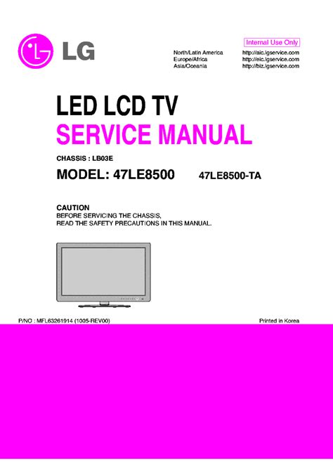 Lg 47le8500 47le8500 Ta Led Lcd Service Manual Repair Guide Training Manual