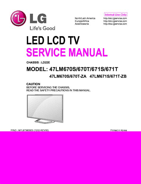 Lg 47lm670t Service Manual And Repair Guide