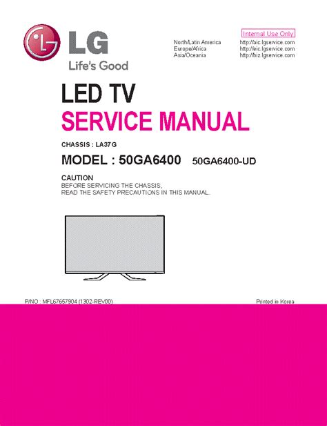 Lg 50ga6400 Ud Service Manual And Repair Guide