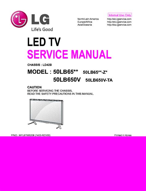 Lg 50lb650v 50lb650v Ta Led Tv Service Manual