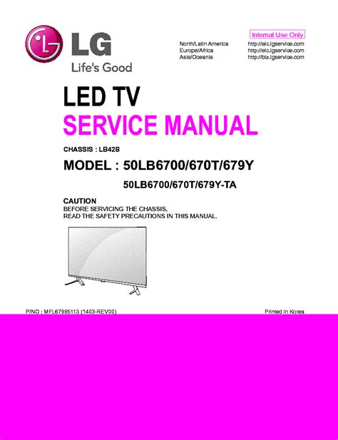 Lg 50lb6700 670t 679y Ta Led Tv Service Manual