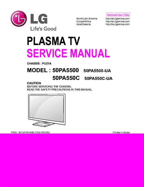 Lg 50pa5500 Ua Service Manual And Repair Guide