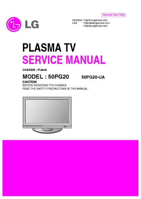 Lg 50pg20 50pg20 Ua Plasma Tv Service Manual Download