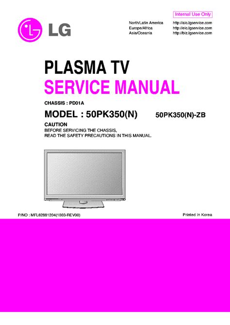 Lg 50pk350 50pk350 Zb Plasma Tv Service Manual Download