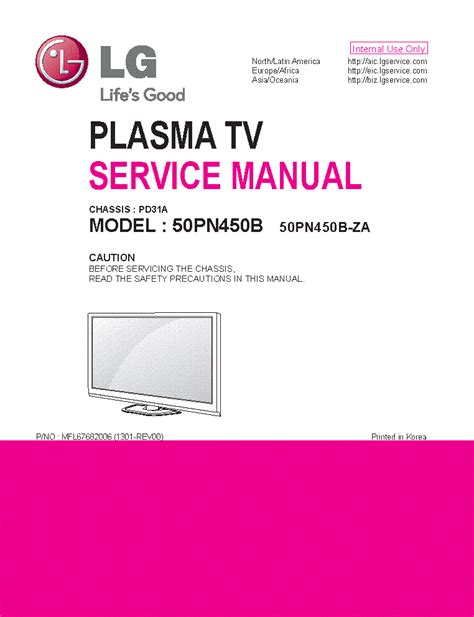 Lg 50pn450b Service Manual And Repair Guide