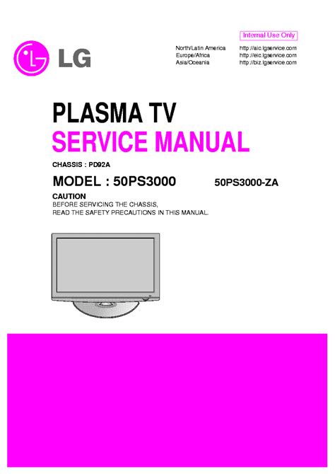 Lg 50ps3000 50ps3000 Za Plasma Tv Service Manual Download