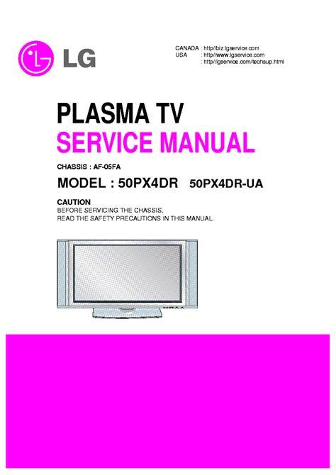 Lg 50px4dr 50px4dr Ua Plasma Tv Service Manual Download