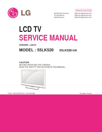 Lg 55lk520 55lk520 Ua Lcd Tv Service Manual Download