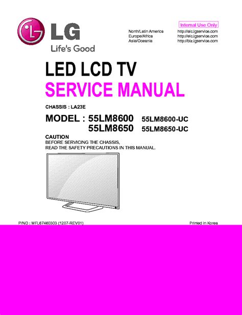 Lg 55lm8600 Uc 55lm8650 Uc Led Lcd Tv Service Manual