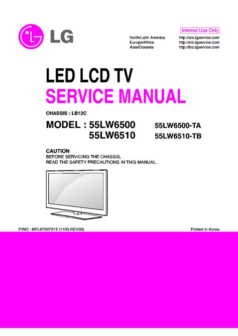 Lg 55lw6500 55lw6500 Ta 55lw6510 55lw6510 Tb Led Lcd Tv Service Manual