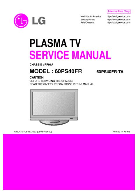 Lg 60ps40fr 60ps40fr Ta Plasma Tv Service Manual