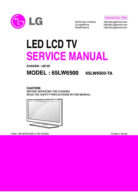 Lg 65lw6500 Ta Service Manual Repair Guide