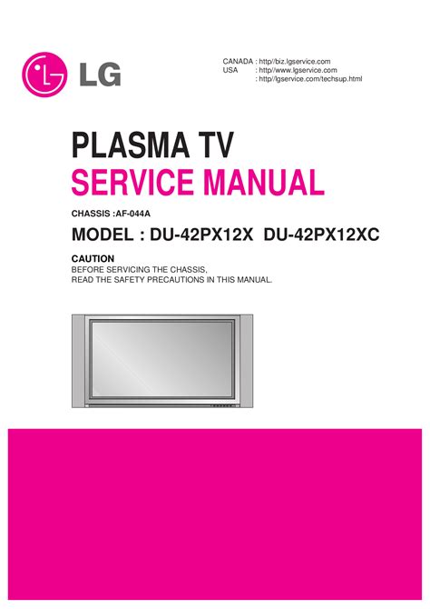 Lg Du 42px12x Du 42px12xc Plasma Tv Service Manual Download