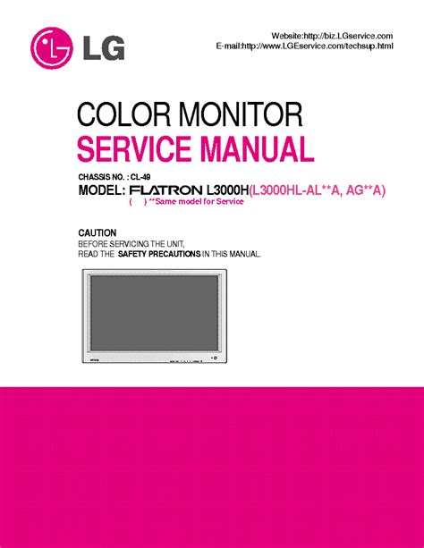 Lg L3000h Monitor Service Manual Download