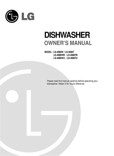 Lg Ld 4080t Ld 4080w Dishwasher Service Manual