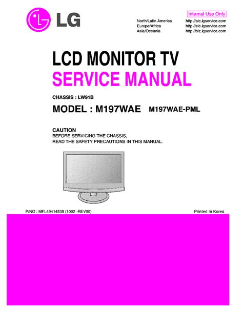 Lg M197wae M197wae Pml Monitor Service Manual Download