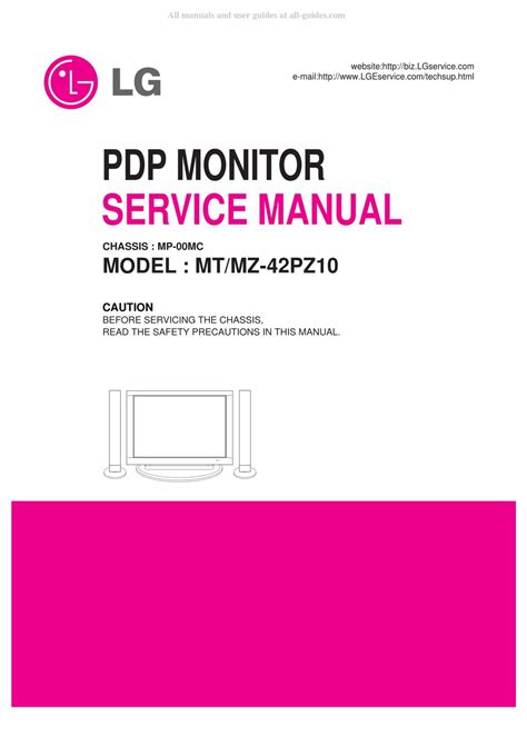 Lg Mt Mz 42pz10 Pdp Monitor Service Manual