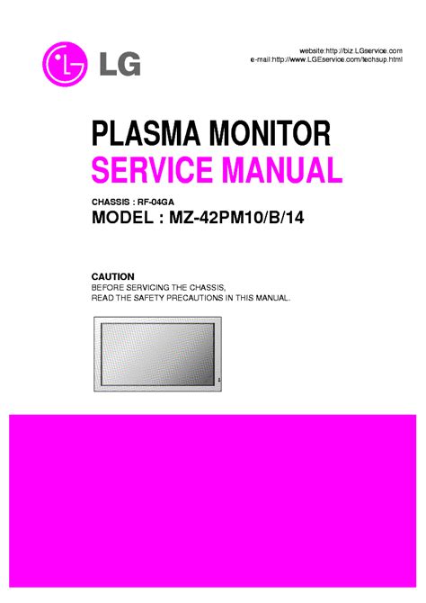 Lg Mz 42pm10 B 14 Plasma Monitor Service Manual Download