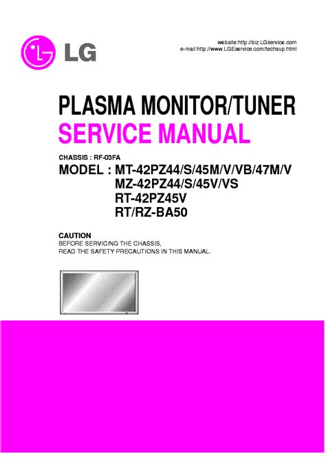 Lg Mz42p44 Plasma Monitor Tuner Service Manual Download