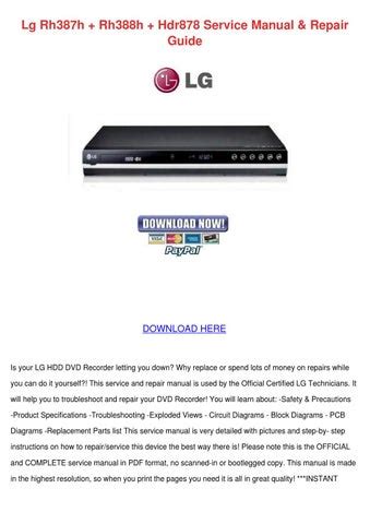 Lg Rh387 Hdr878 Hdd Dvd Recorder Service Manual Download