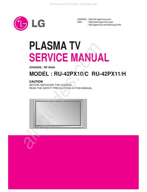 Lg Ru 42px10 C Ru 42px11 H Plasma Tv Service Manual