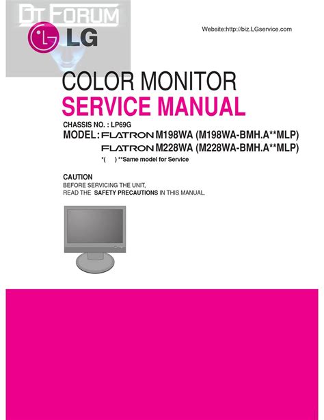 Lg W1946sn Monitor Service Manual Download