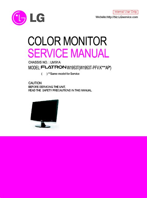 Lg W1953t Monitor Service Manual Download