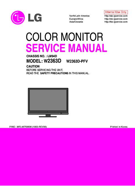 Lg W2363d Monitor Service Manual Download