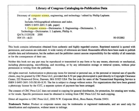 Library Of Congress Cataloging In Publication Data Publisher