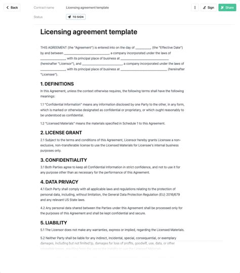 Licensing Contract Template
