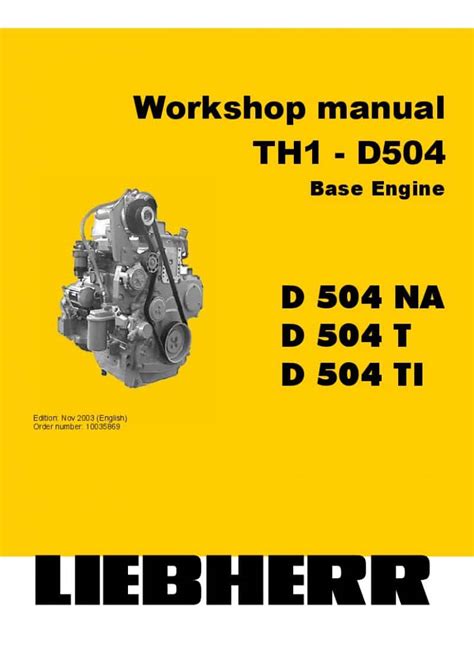 Liebherr Th1 D504 Series Diesel Engine Full Service Repair Manual