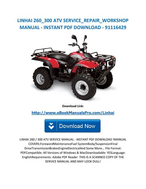 Linhai 260 300 Atv Workshop Service Repair Manual