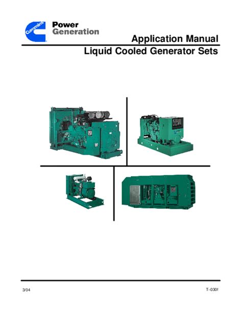 Liquid Cooled Generator Application Manual