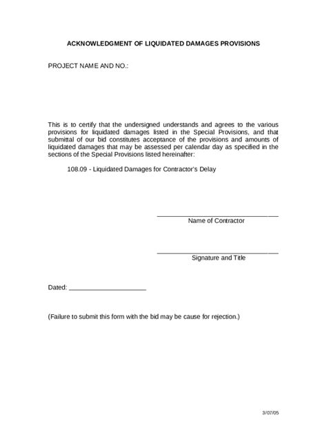 Liquidated Damages Clause Template