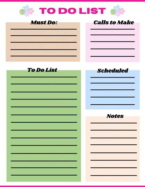 List To Do Printable