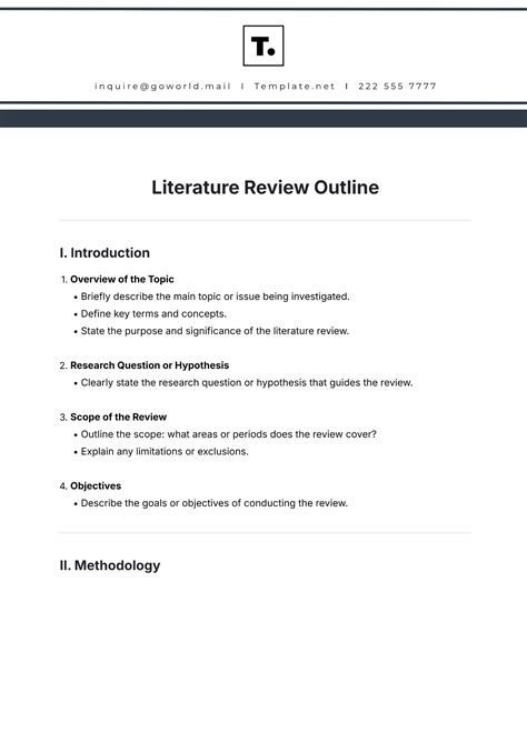 Lit Review Outline Template