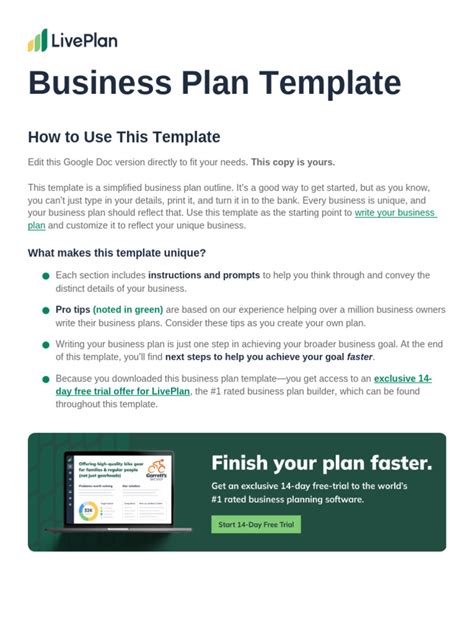 Liveplan Business Plan Template