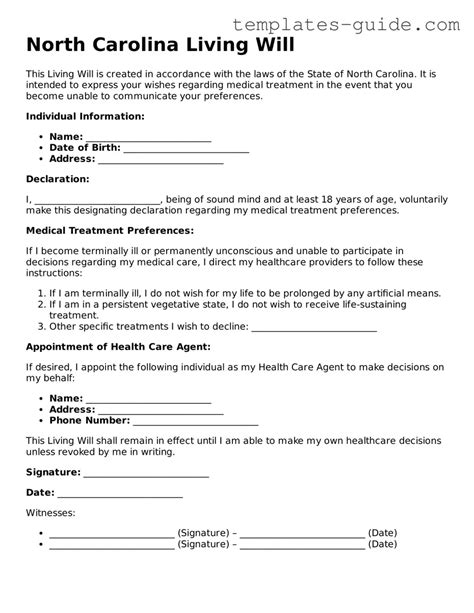 Living Will Template Nc