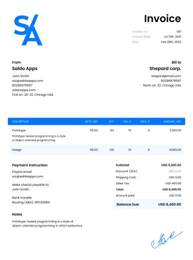 Llc Invoice Template