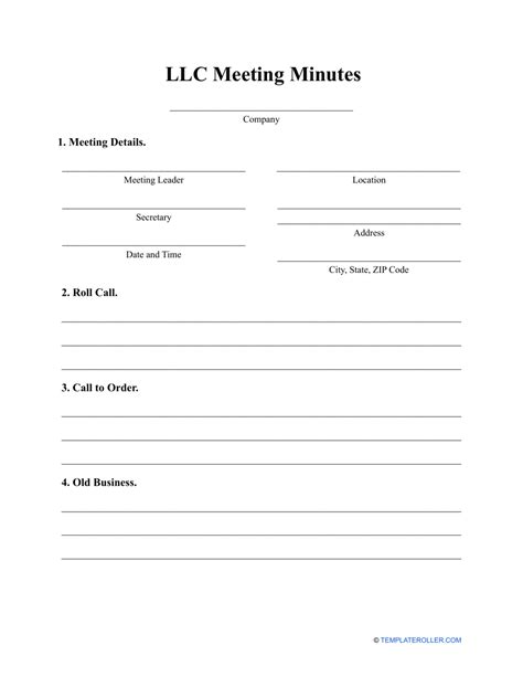 Llc Minutes Template