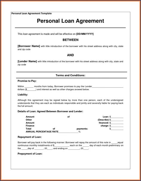 Loan Contract Between Friends Template