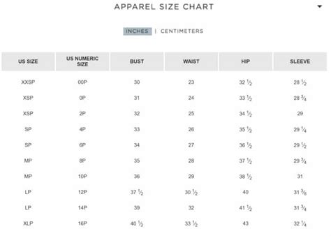 Loft Jeans Size Chart