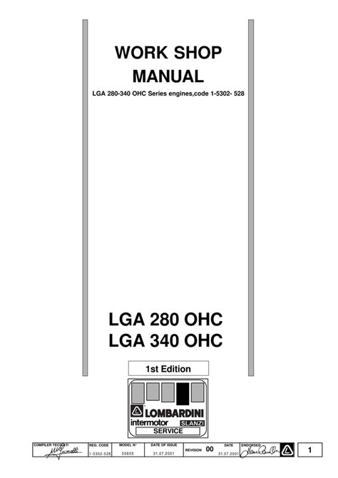 Lombardini Lga 280 340 Ohc Series Engine Workshop Service Repair Manual