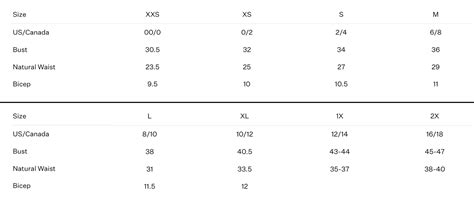 Love And Lemons Size Chart