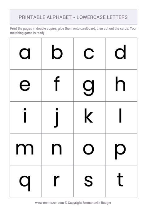 Lowercase Alphabet Printable