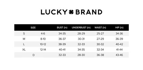 Lucky Brand Bras Size Chart