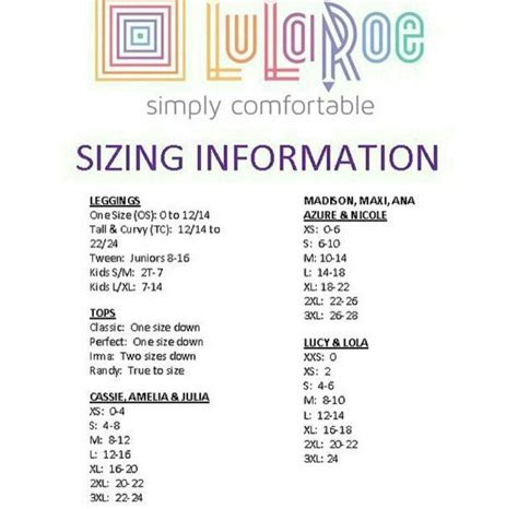 Lularoe Lynn Size Chart