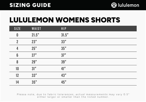 Lululemon Hotty Hot Size Chart
