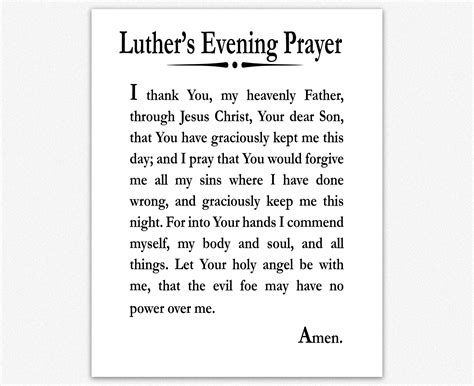 Luthers Evening Prayer Printable